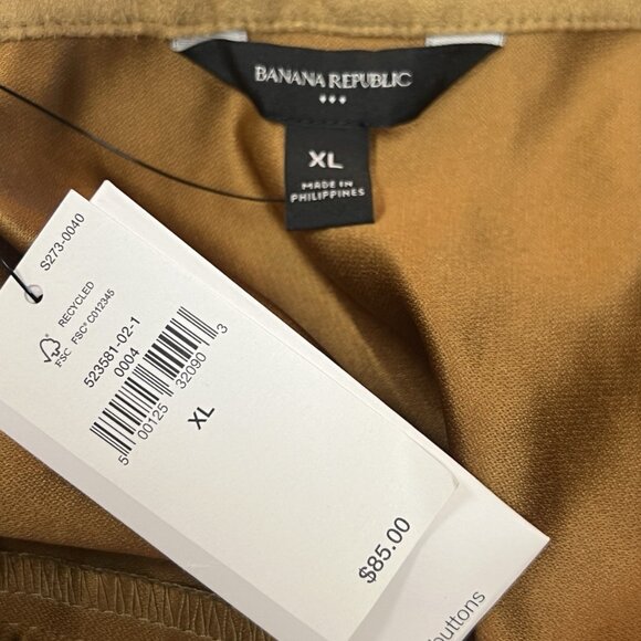 Banana Republic Vegan Suede Cropped Shirt Size XL Brown - Picture 4 of 7